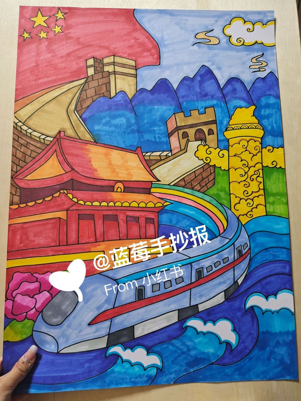 祖国山川美景画小学生图片