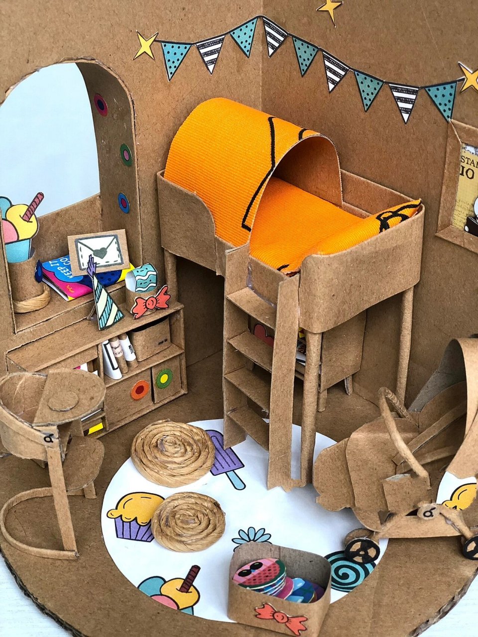 创意手工diy废纸箱制作小房子—儿童房 圆形小屋系列继续更新,你们