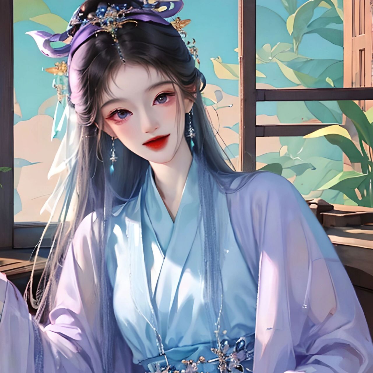 古风少女/紫色系汉服女生头像