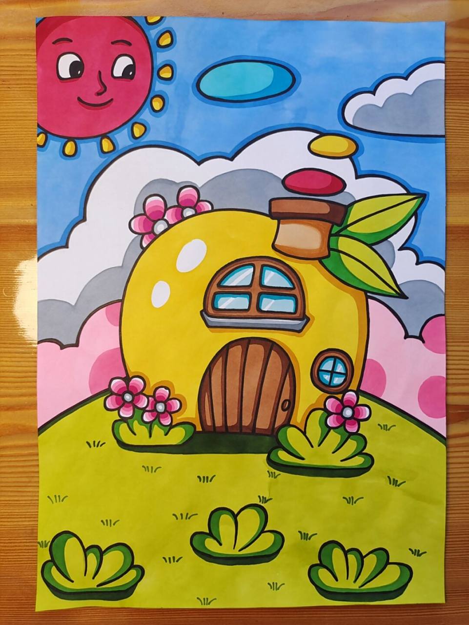 马克笔房子系列手绘(附原图) 儿童画马克笔房子系列,最后三张原图