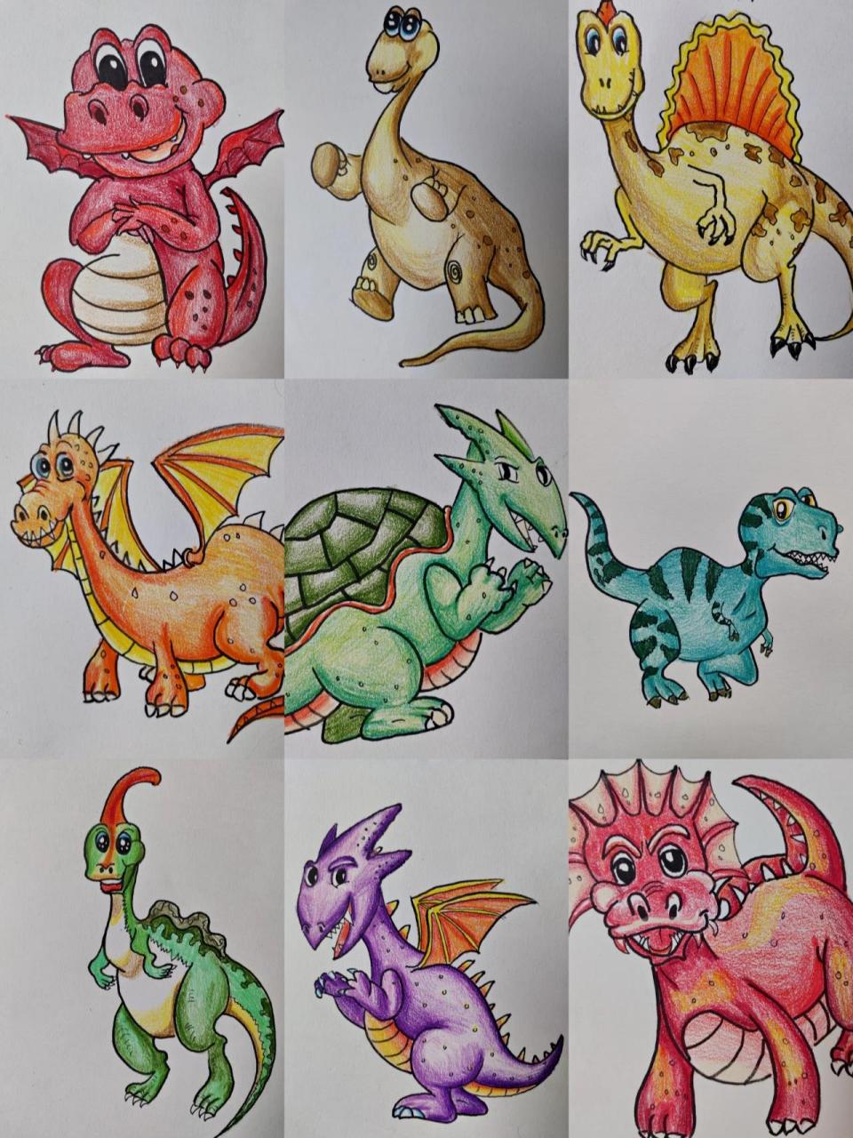 恐龙简笔画大全 彩色图片