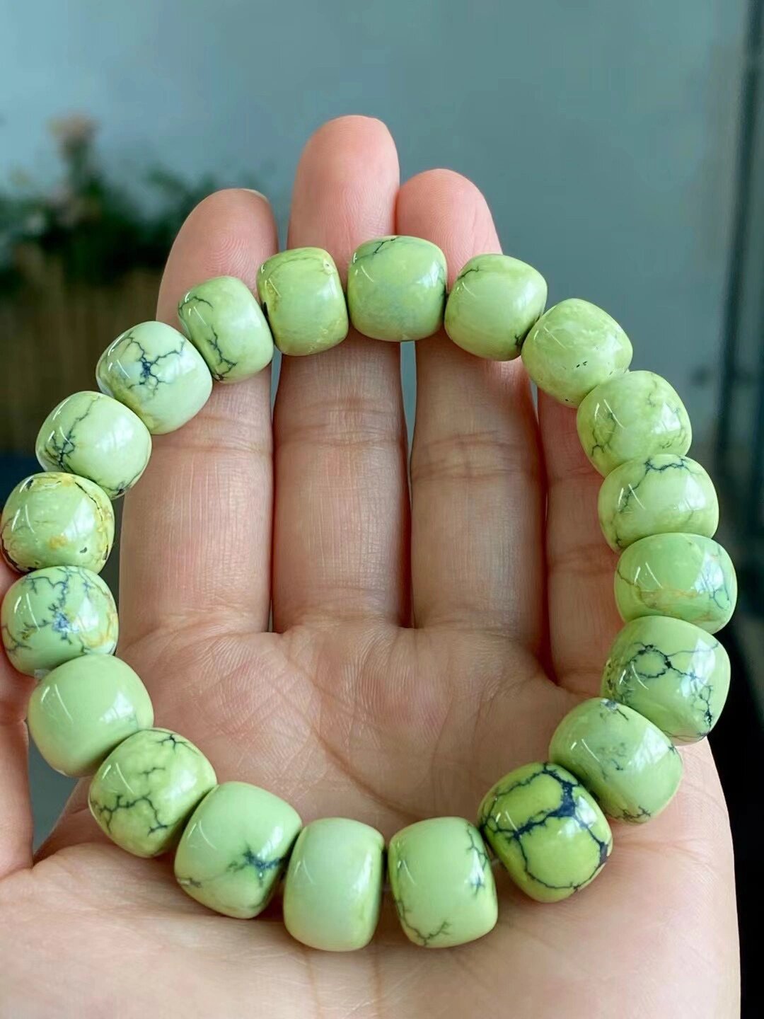 原矿菜籽黄绿松石手串