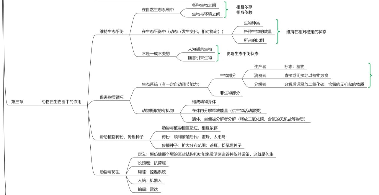 八上生物第三张章思维导图