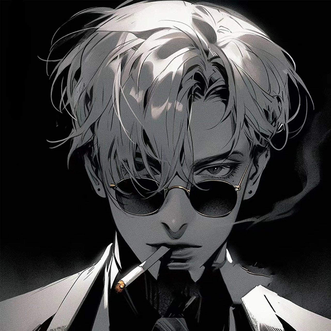 「男生头像」黑色系霸总动漫男头像