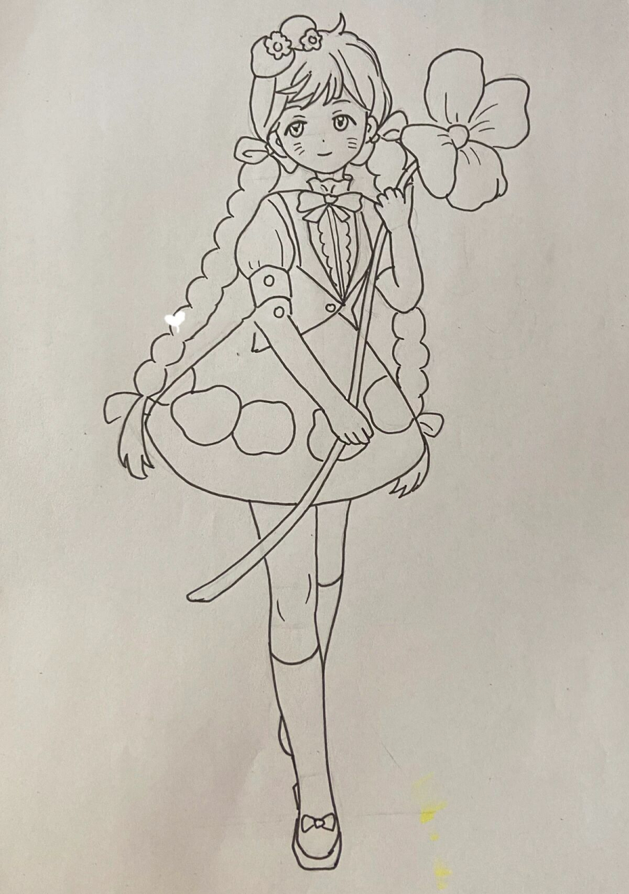 全身动漫人物女生 铅笔稿 马克杯涂色 打型要注意观察人物的神态和