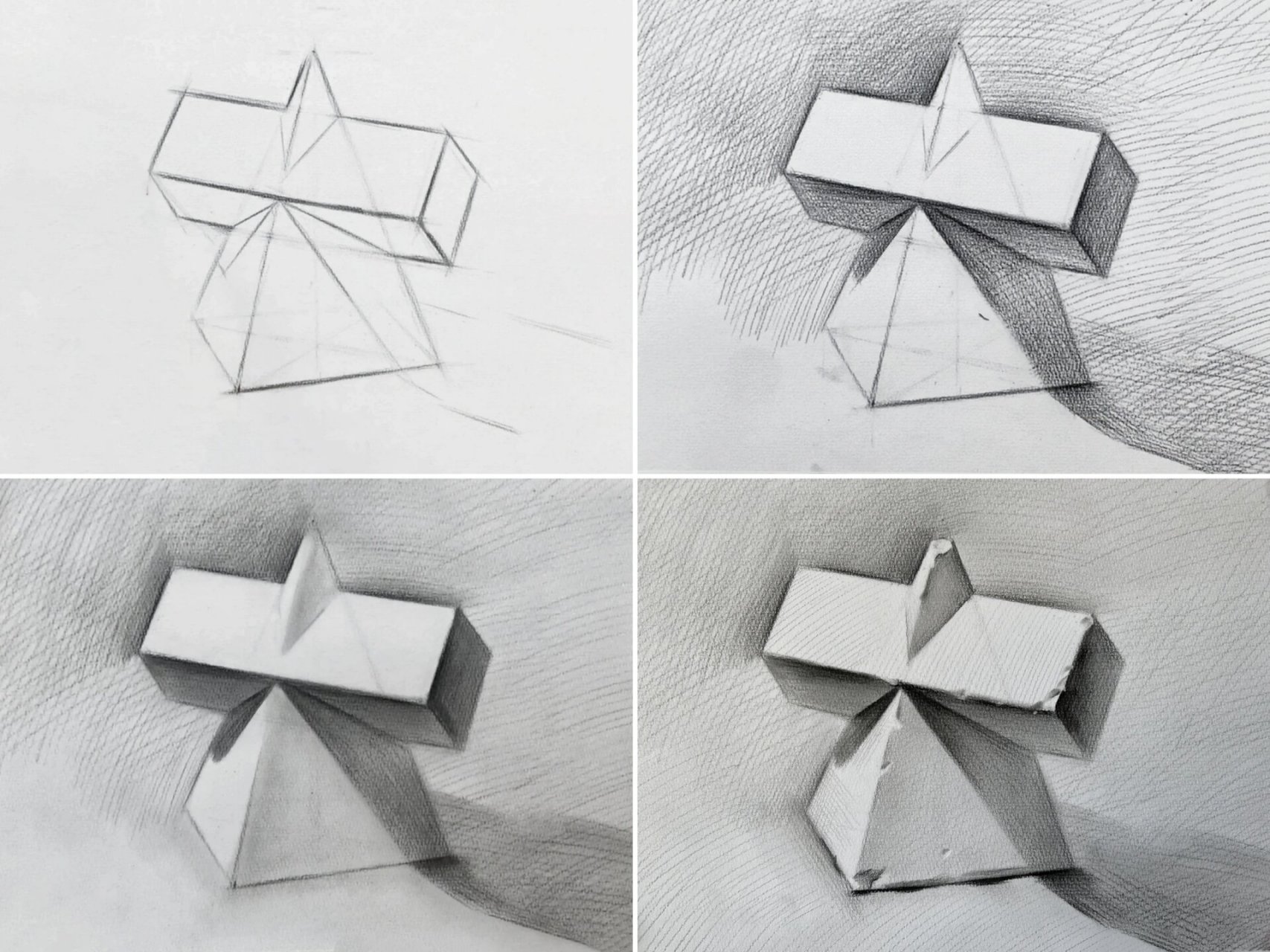 素描基础系列|十字方锥绘画步骤教程