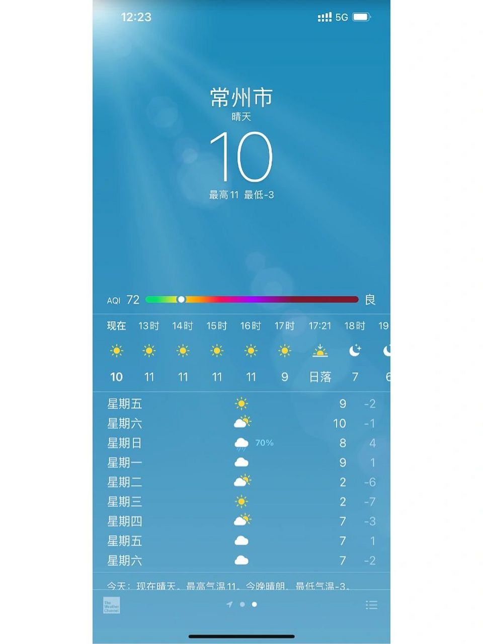 常州春节天气 常州的小伙伴们,初二要去常州玩,但是,这个零下7度是