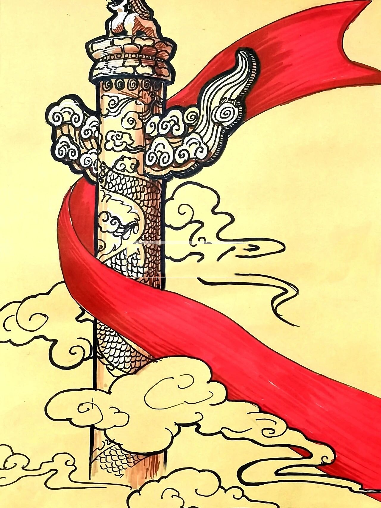 创意美术《华表》