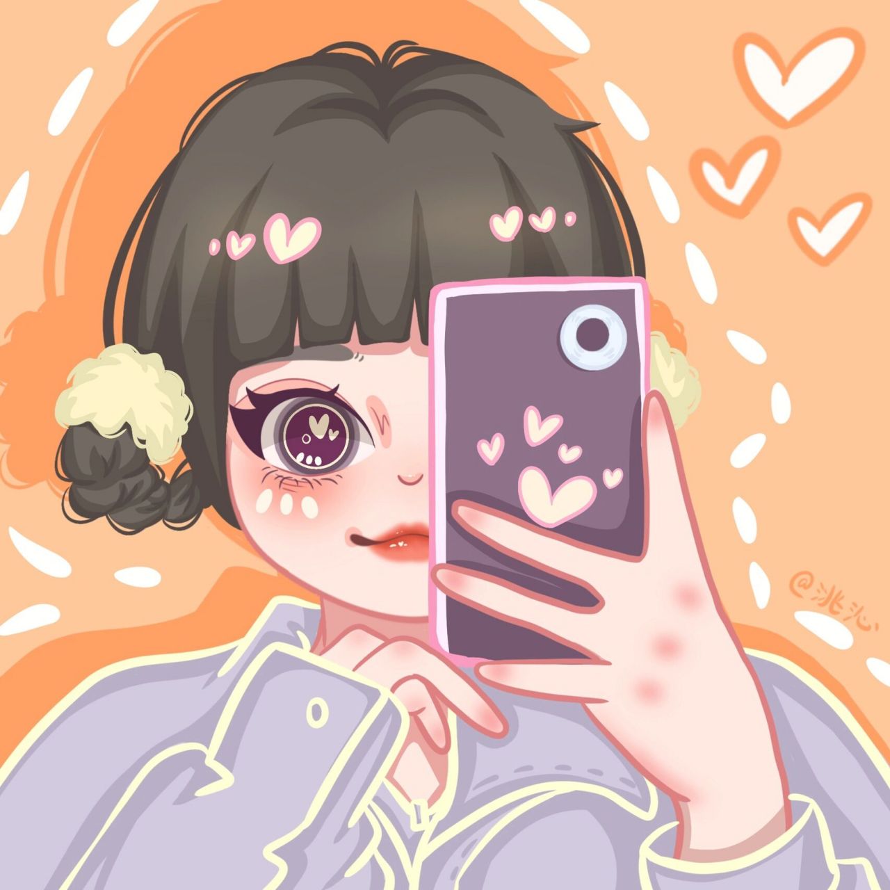 卡通头像|拿手机的女孩97