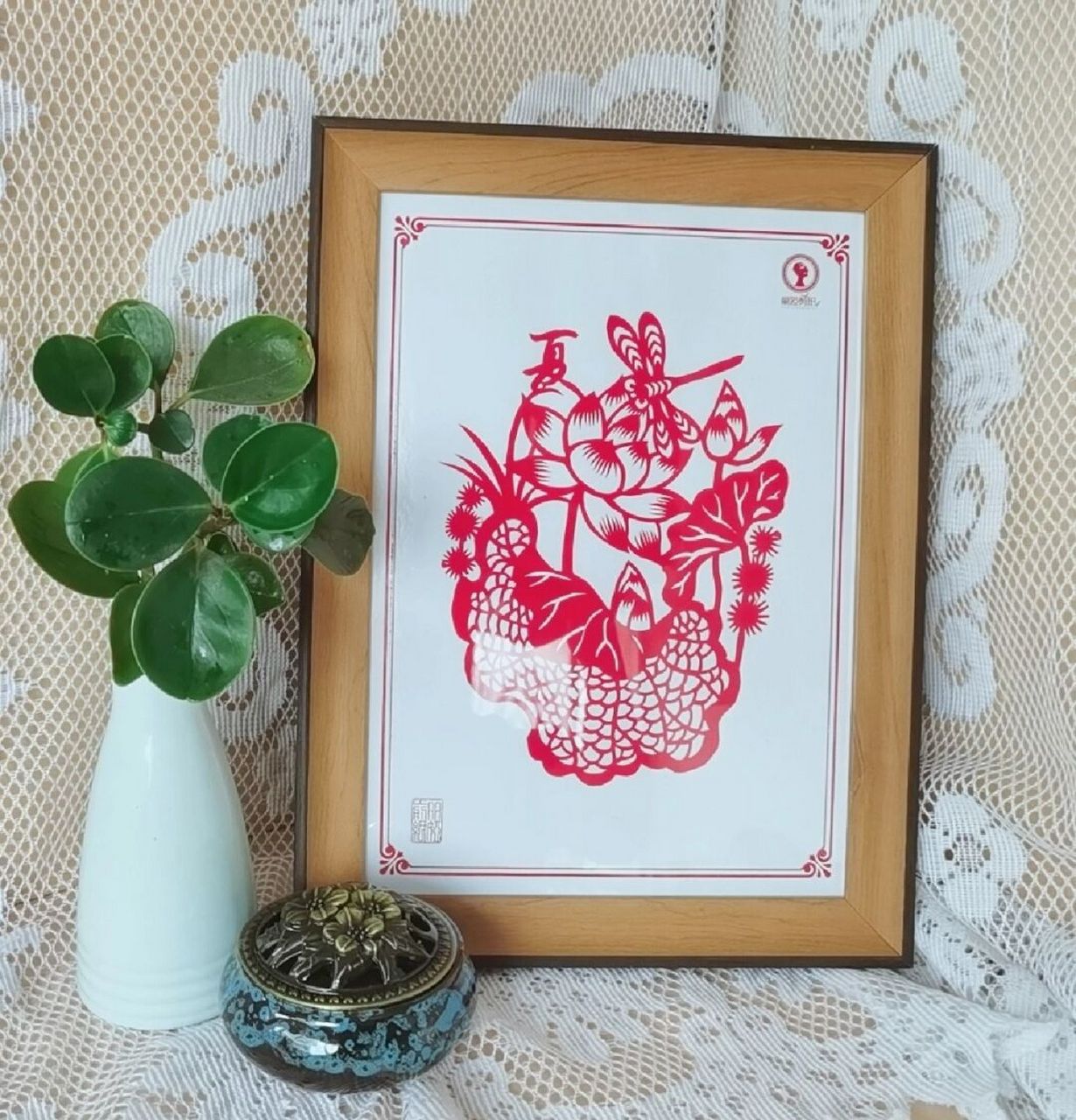 手作/手工艺/原创剪纸/四季之"夏" 小荷才露尖尖角,早有蜻蜓立上头.