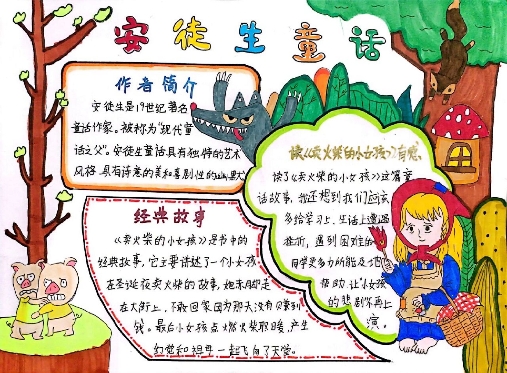 安徒生童话手抄报 好久没有更新,又到了暑假恶补作业的阶段,今天的