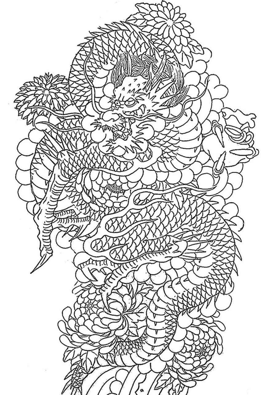 传统盘龙腿纹身线条 武汉龙族纹身 青龙盘腿财运无边盘龙腿纹身彩图与