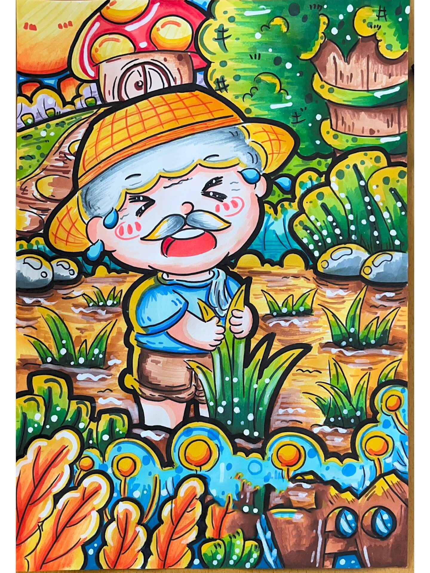 幼师儿童马克笔主题画《揠苗助长》