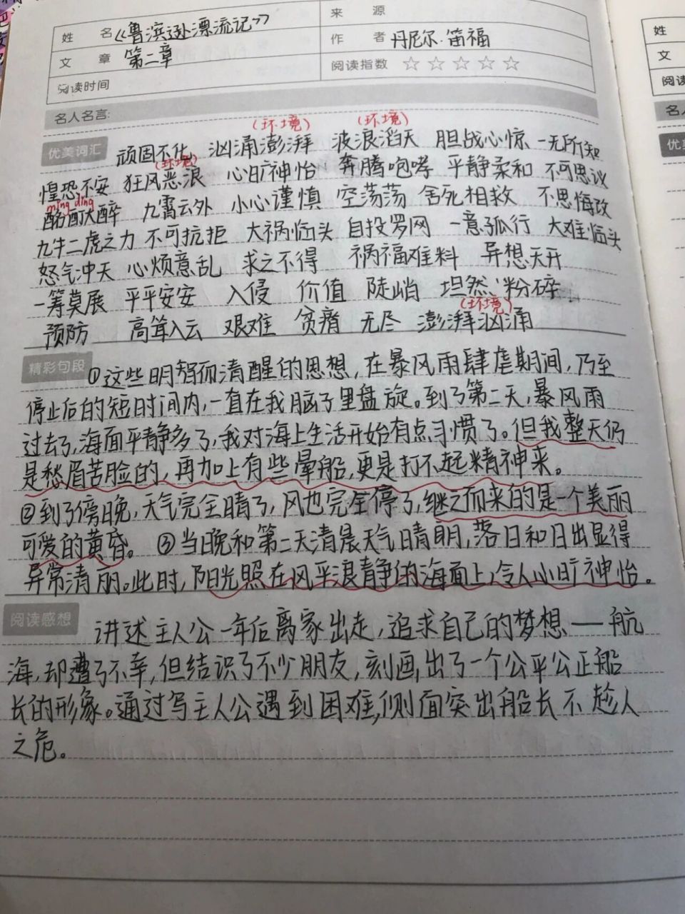 《鲁滨逊漂流记》阅读笔记 第二章  更新啦🌝🌷.