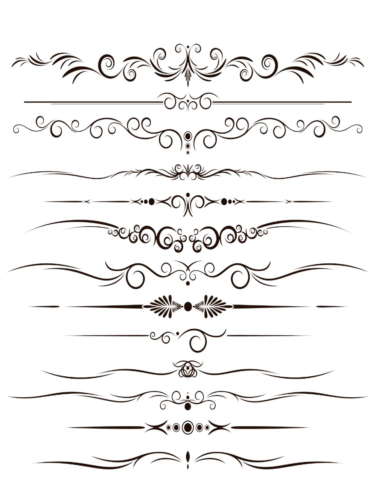 褐色欧式🏛️古典分割线装饰png 前面🈶️欧式角边花边装饰