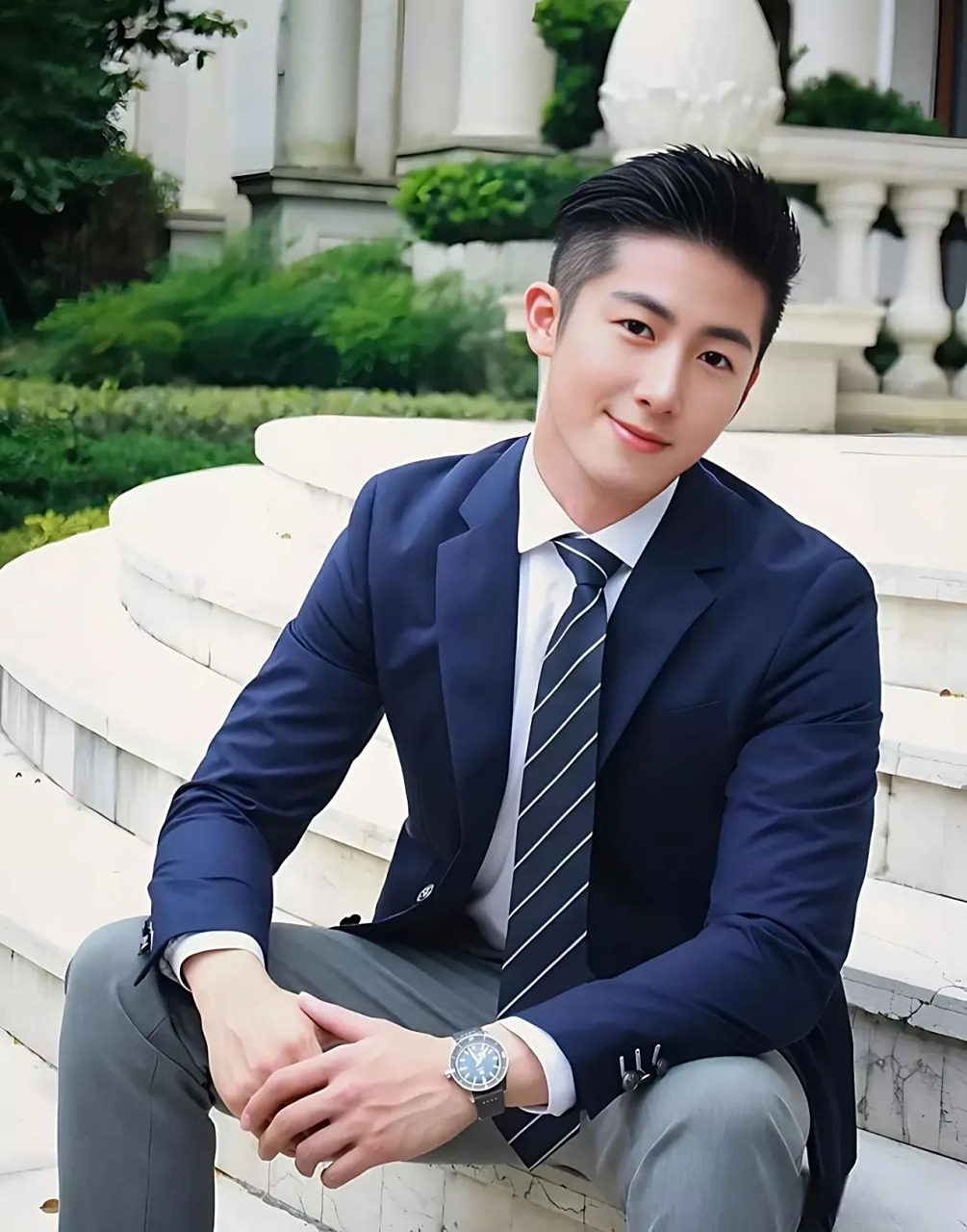 西装革履,气质非凡.我是这个行业的精英,你有什么需要吗?