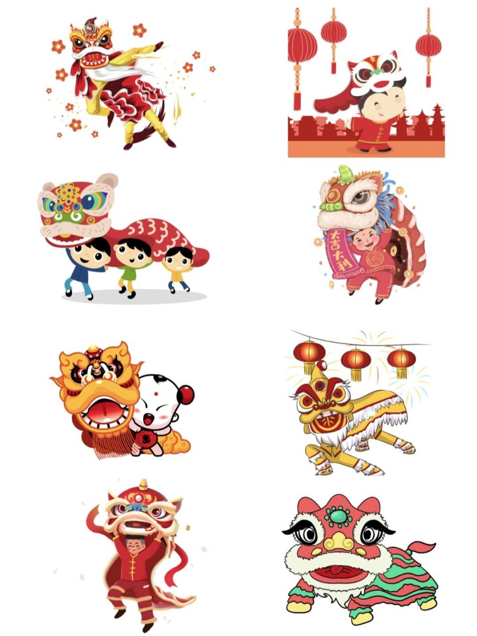 新年传统舞狮素材可打印 #舞狮文化# #幼儿园新年环创# #传统舞狮