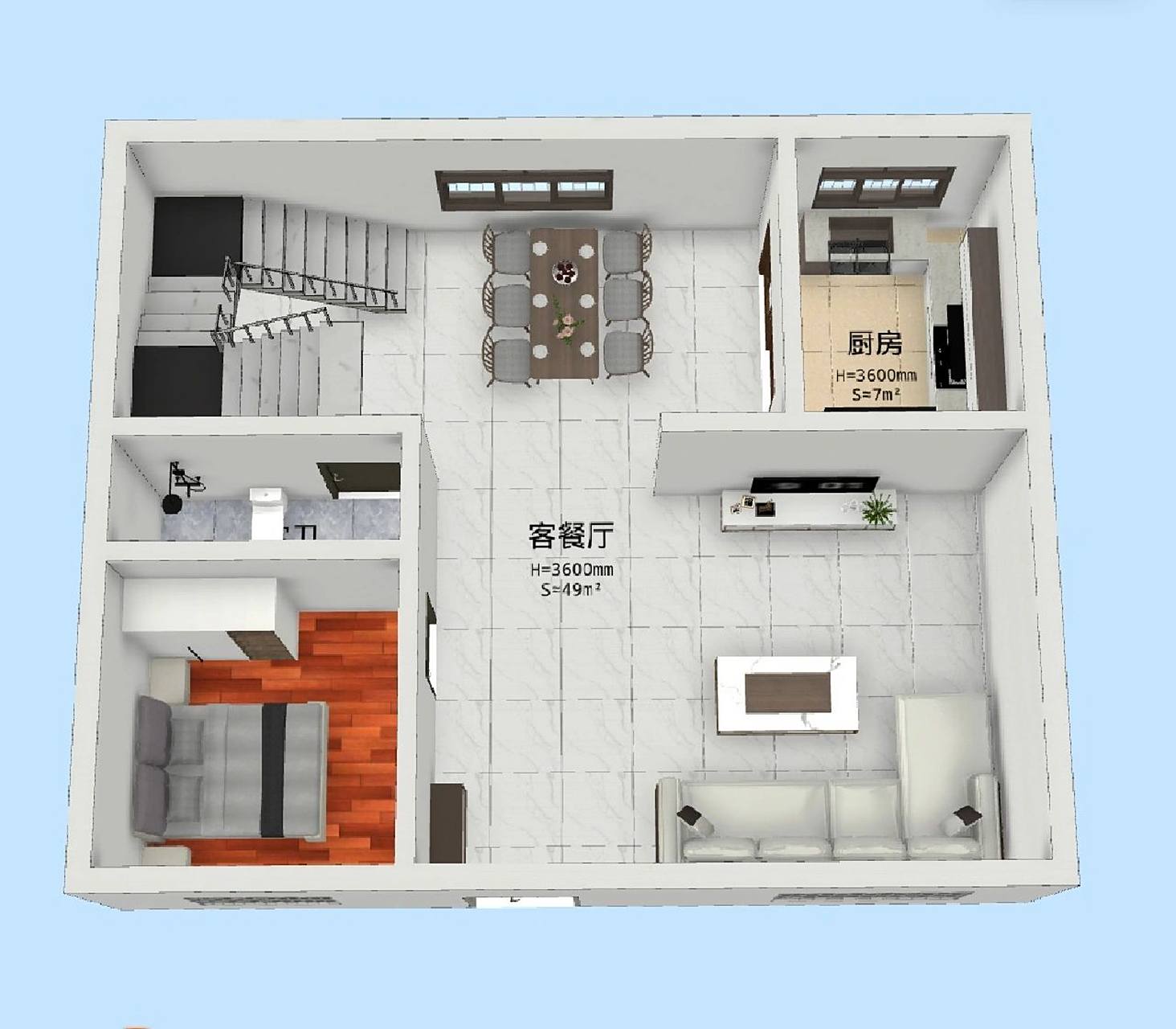 小户型80平两层半自制农村自建房平面图纸 小宅基地,开间10米,进深8米
