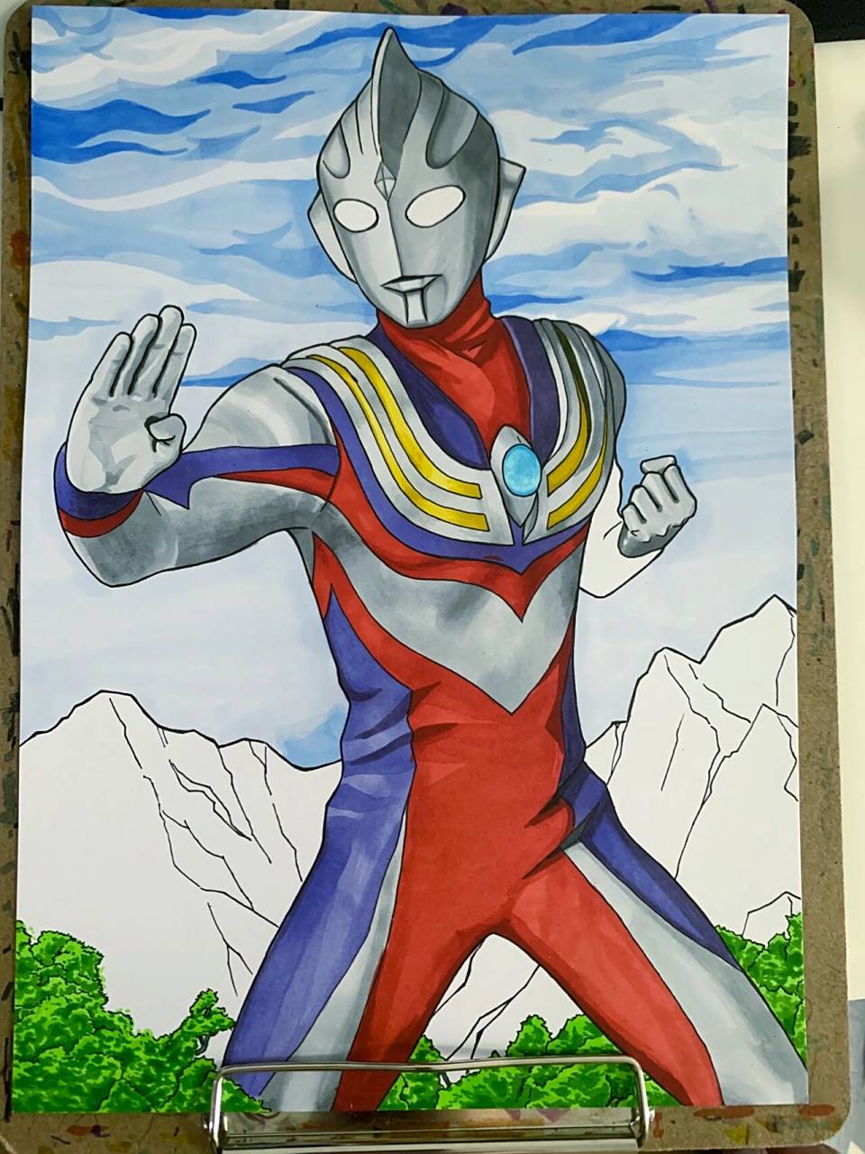 画一只80后都认识的迪伽奥特曼和绘画过程 首先绘画之路我也是慢慢