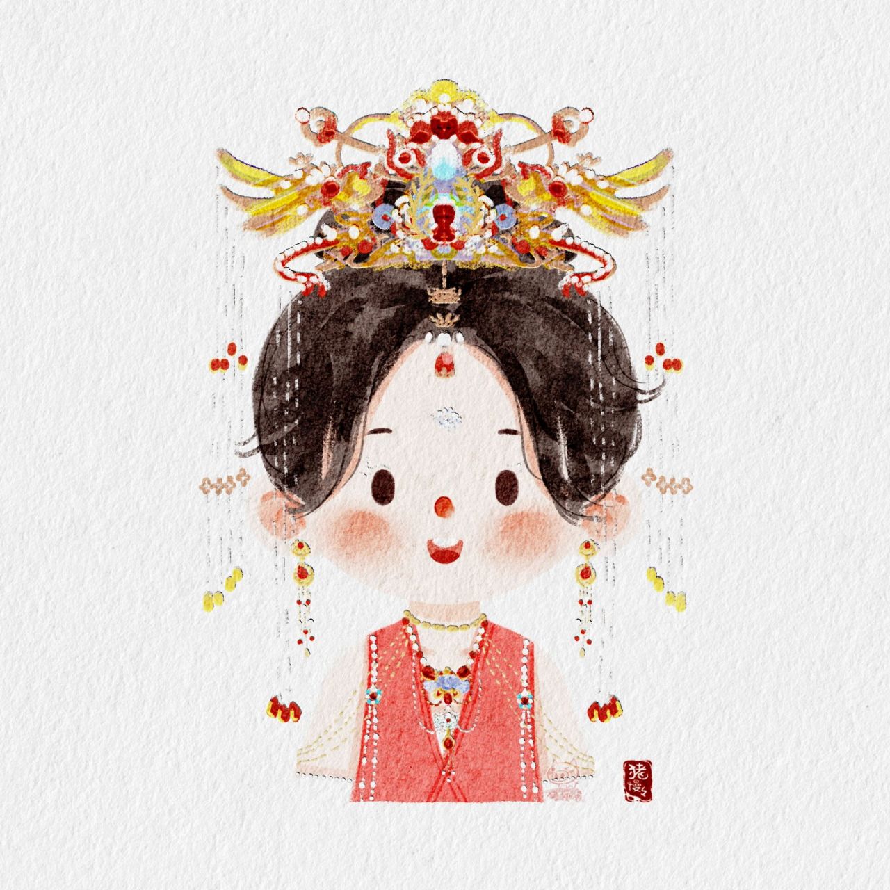 长月烬明头像7815桑酒冥夜大婚 画了两个版本,半身合影版和头像
