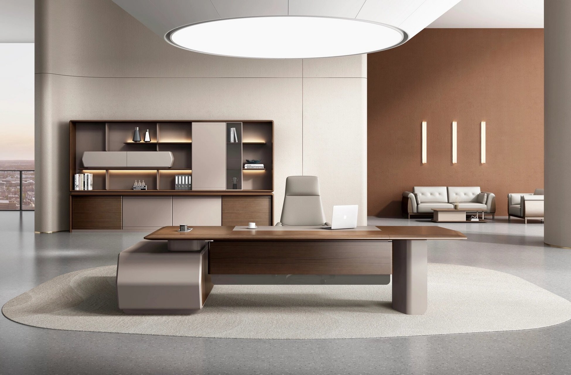 轻奢意式|高颜值总裁办公桌班台 99打破传统构造因子的芬迪系列班台