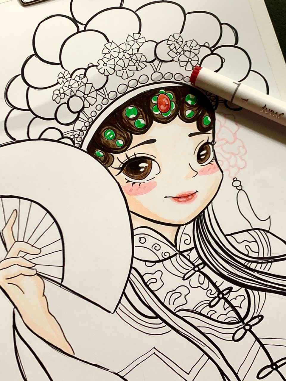 「戏剧」非遗主题画(含画画过程) 临摹