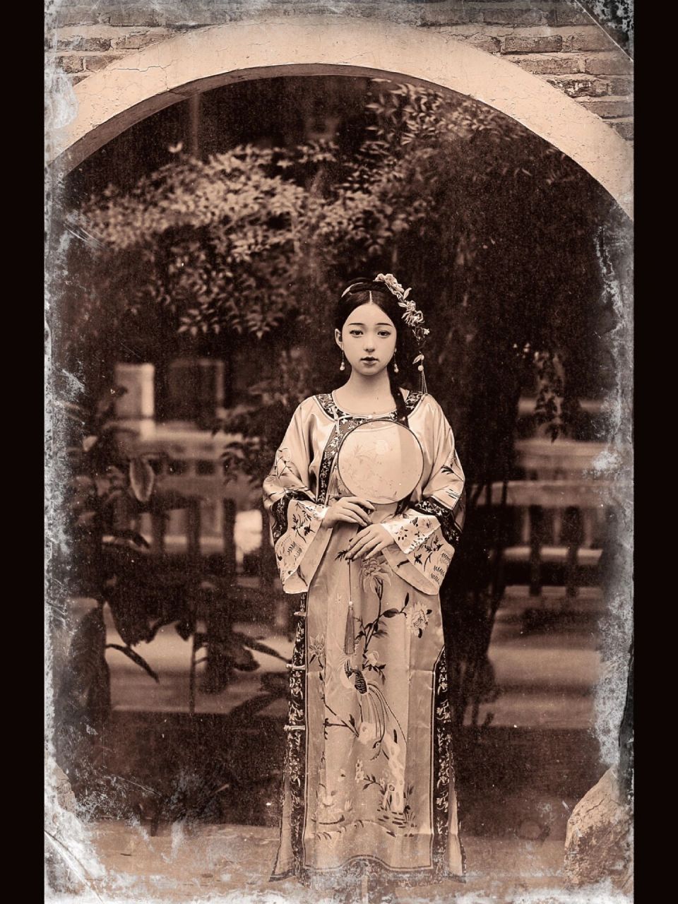 清代老照片|沉思往事立残阳08 把前两天拍的清汉女修成老照片的感觉