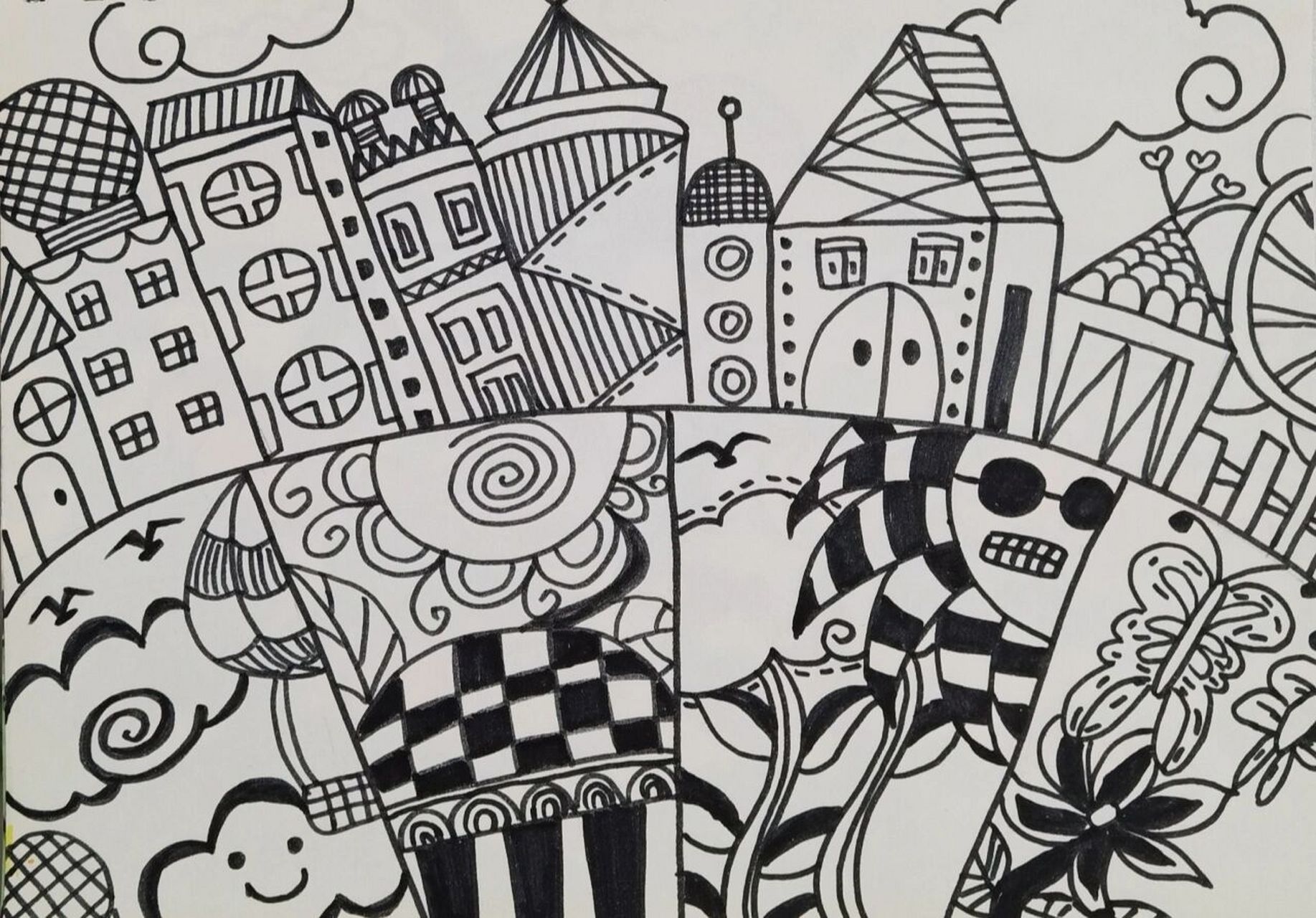 幼儿园50副主题画,儿童画9⃣ 可用《线条世界》 	 好像也是在抖音上