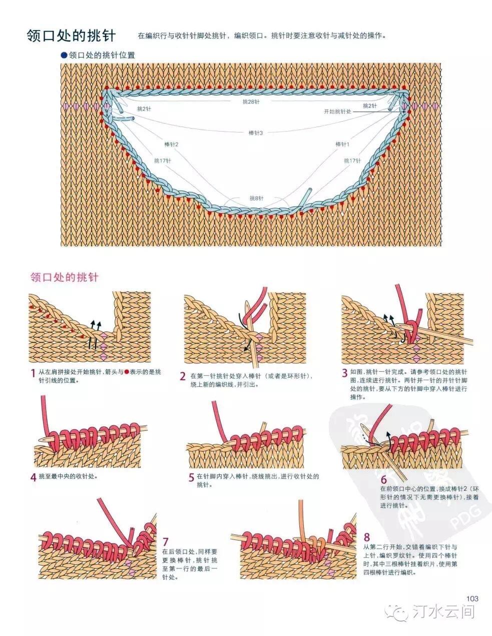 毛衣领子的挑针规律图片