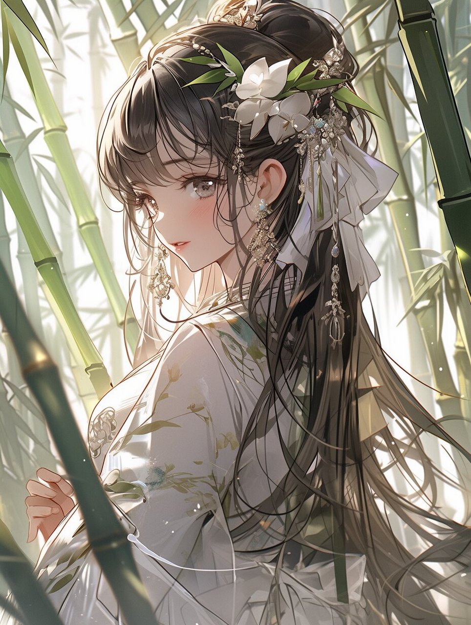 古风丨竹林少女 在远古的山野之中,有一片幽静的竹林,那里的翠竹高耸