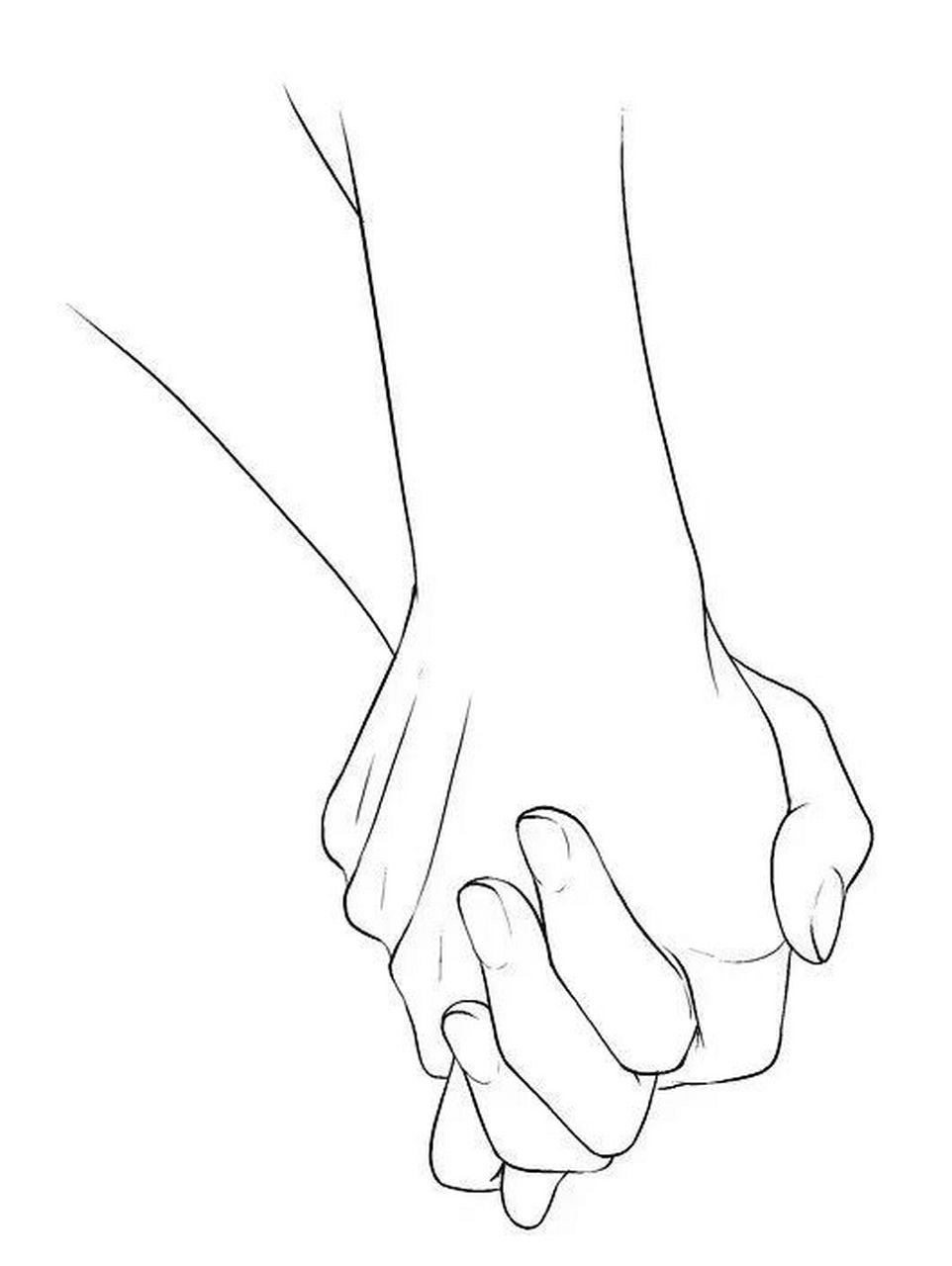 牵手漫画线稿素材