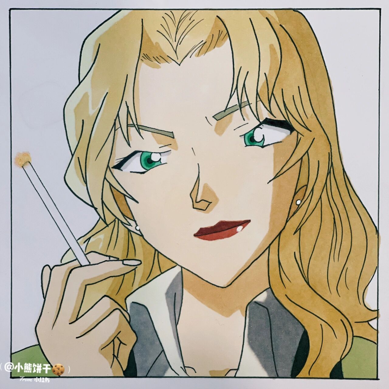 马克笔手绘|贝尔摩德 「附过程