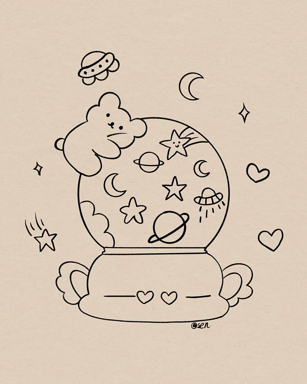 水晶球简笔画|附过程 临摹