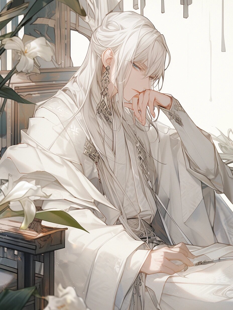 师尊 | 古风头像壁纸插画素材男生白发头像