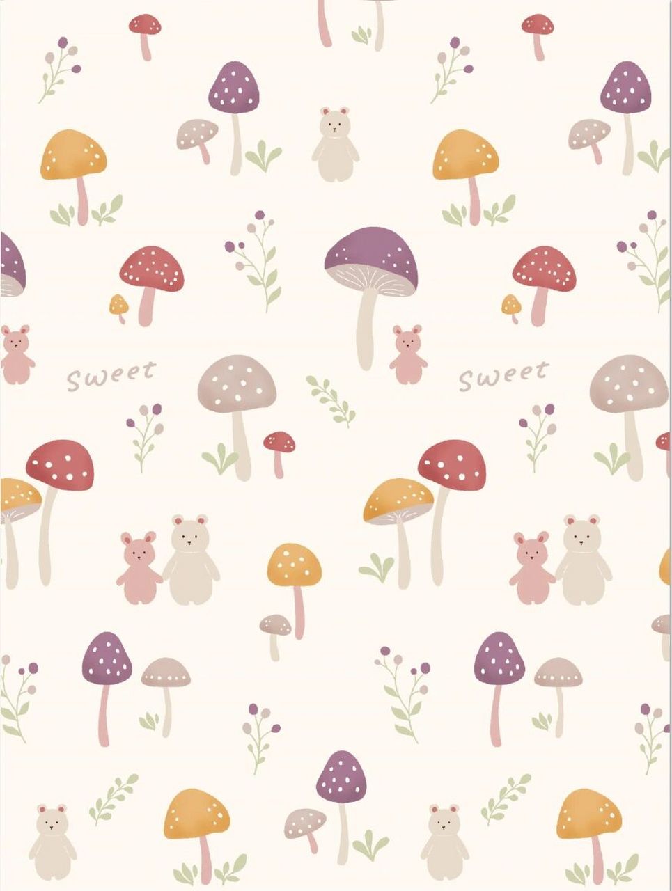 907期 可爱的蘑菇小熊 图案壁纸 #壁纸# #原创壁纸# #手机壁纸