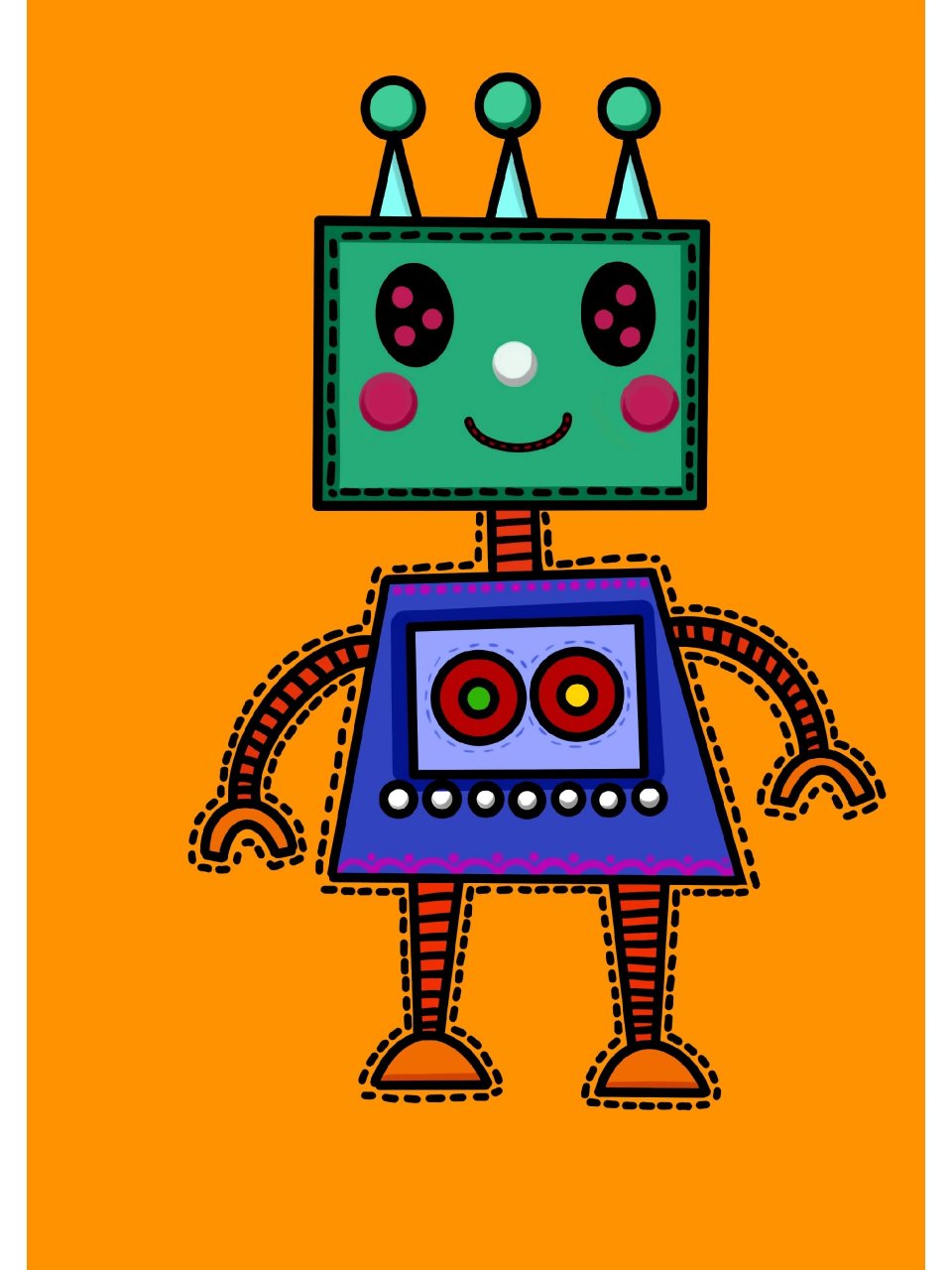 儿童画/《机器人》/儿童创意美术 画种:儿童画 年龄:5~8岁儿童 材料