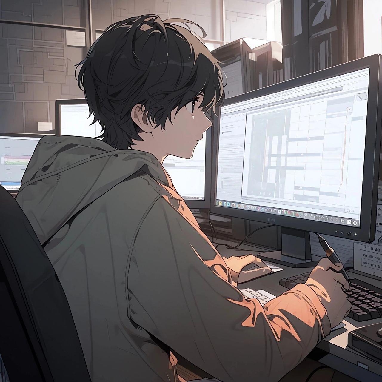 第31期 认真思考的动漫程序员头像