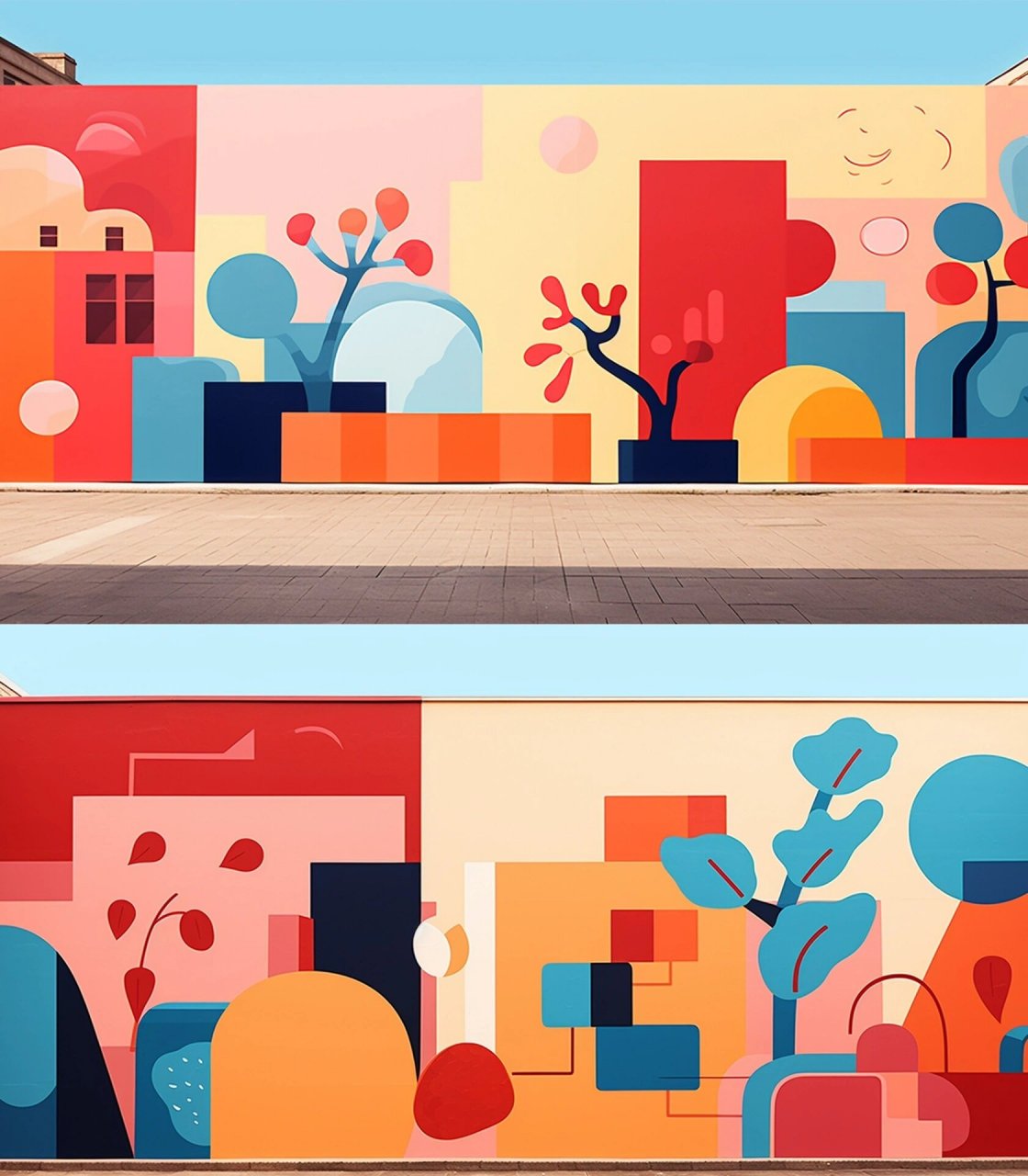 墙绘设计‖色块 简约色块彩绘