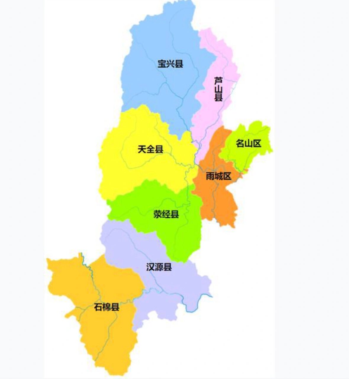 四川省各市州政区图(二):雅安市