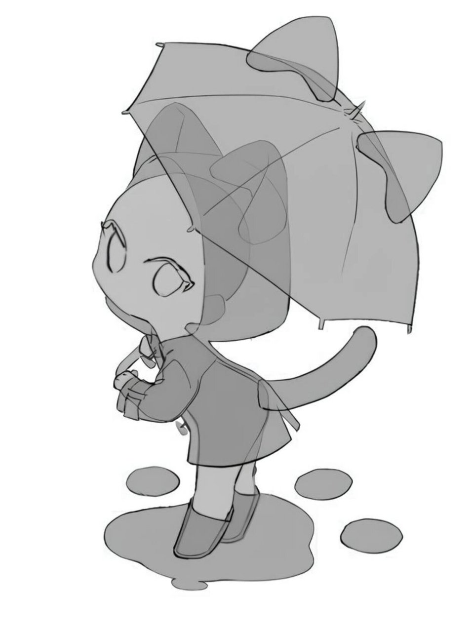 绘画素材7815超萌兽耳卫衣q版小人模板!