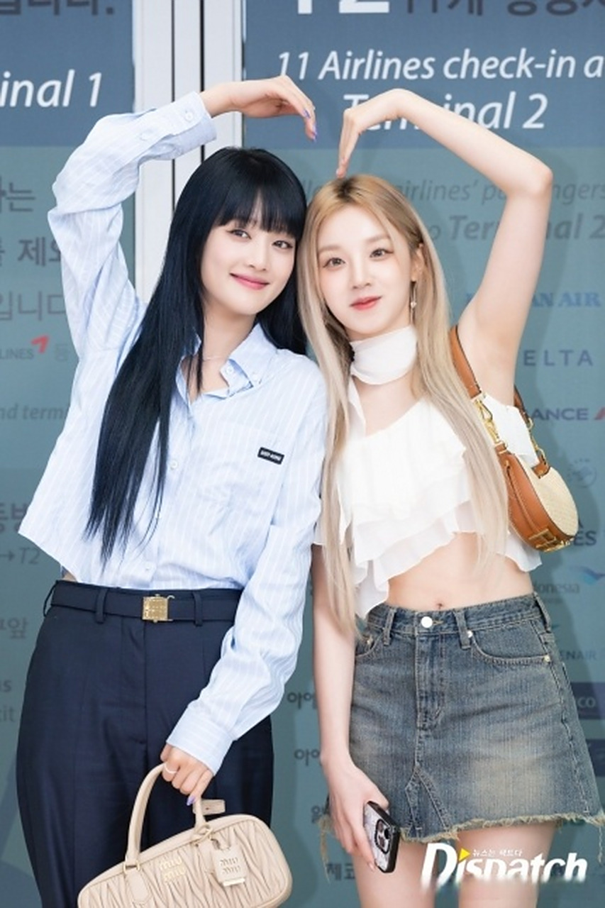 9日,#gidle组合# 成员#宋雨琦#minnie 经仁川机场出发,前往曼谷参加