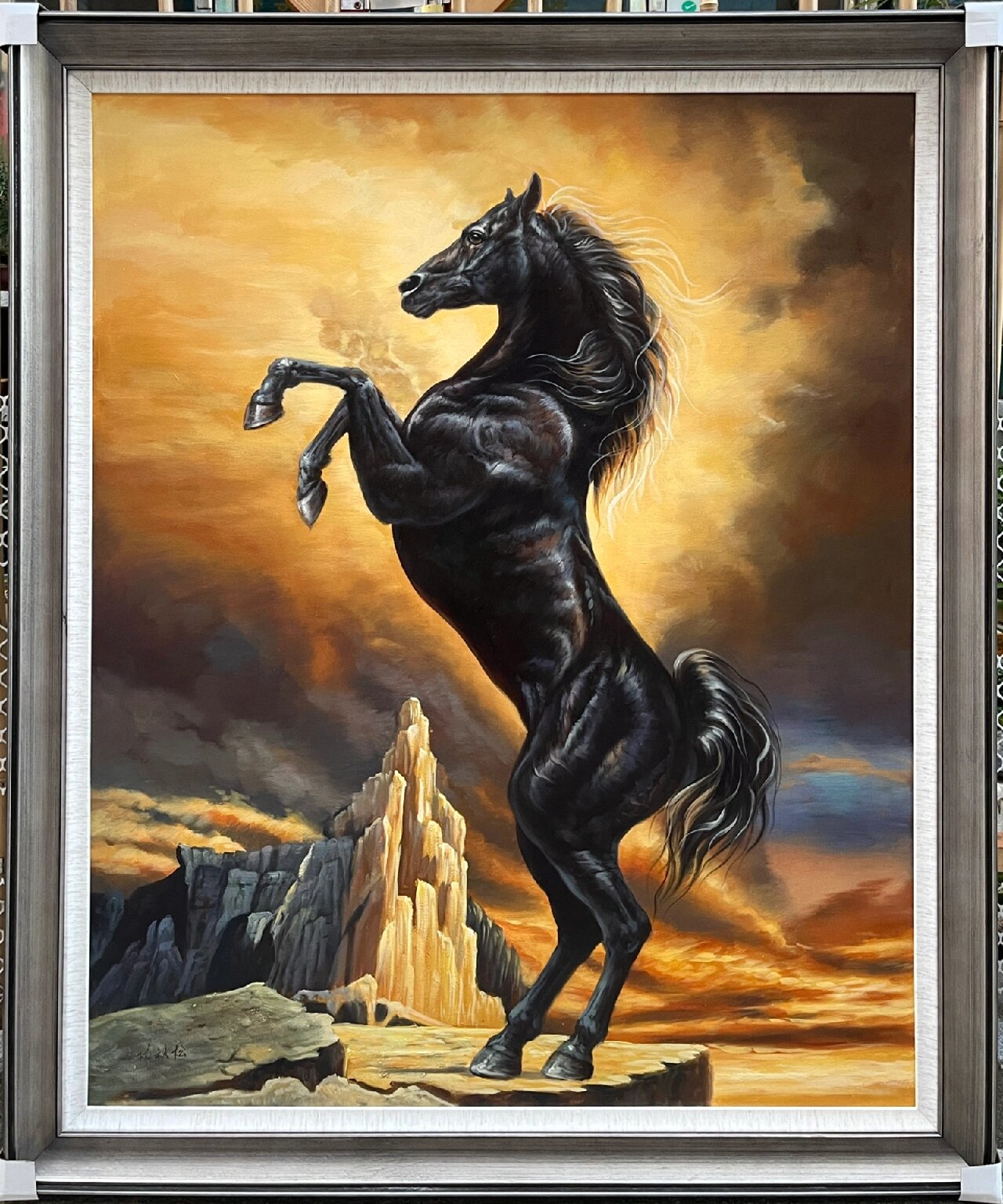 油画:黑马