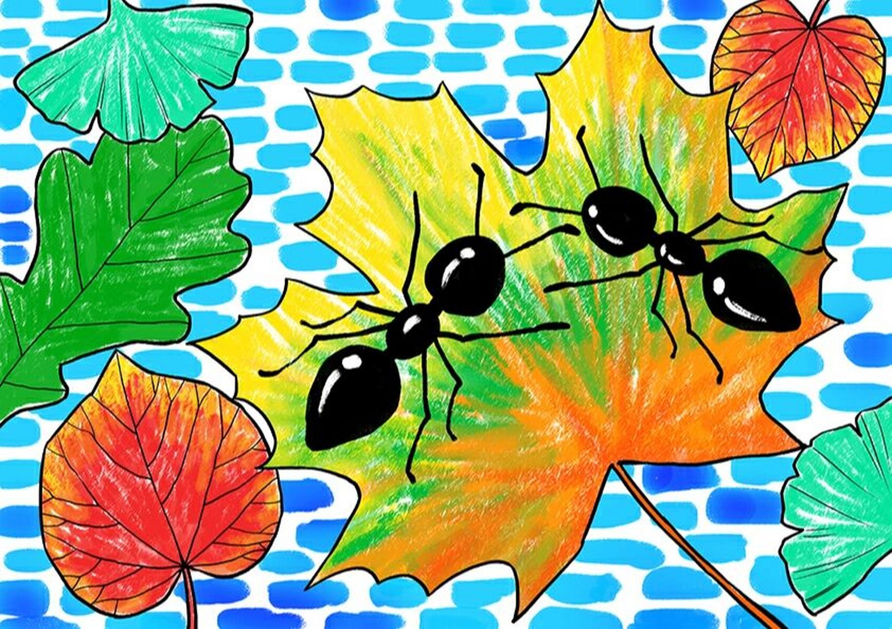 乐艺少儿美术课程 《树叶上的蚂蚁》 蚂蚁是一种生活中常见的昆虫.