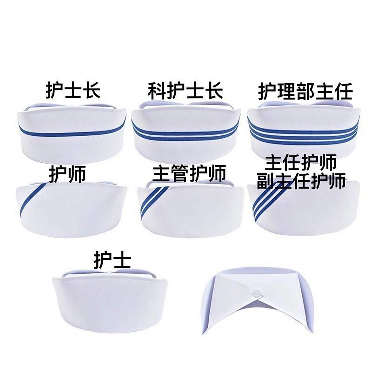 护士帽区分等级 横杠是职位,斜杠是职称