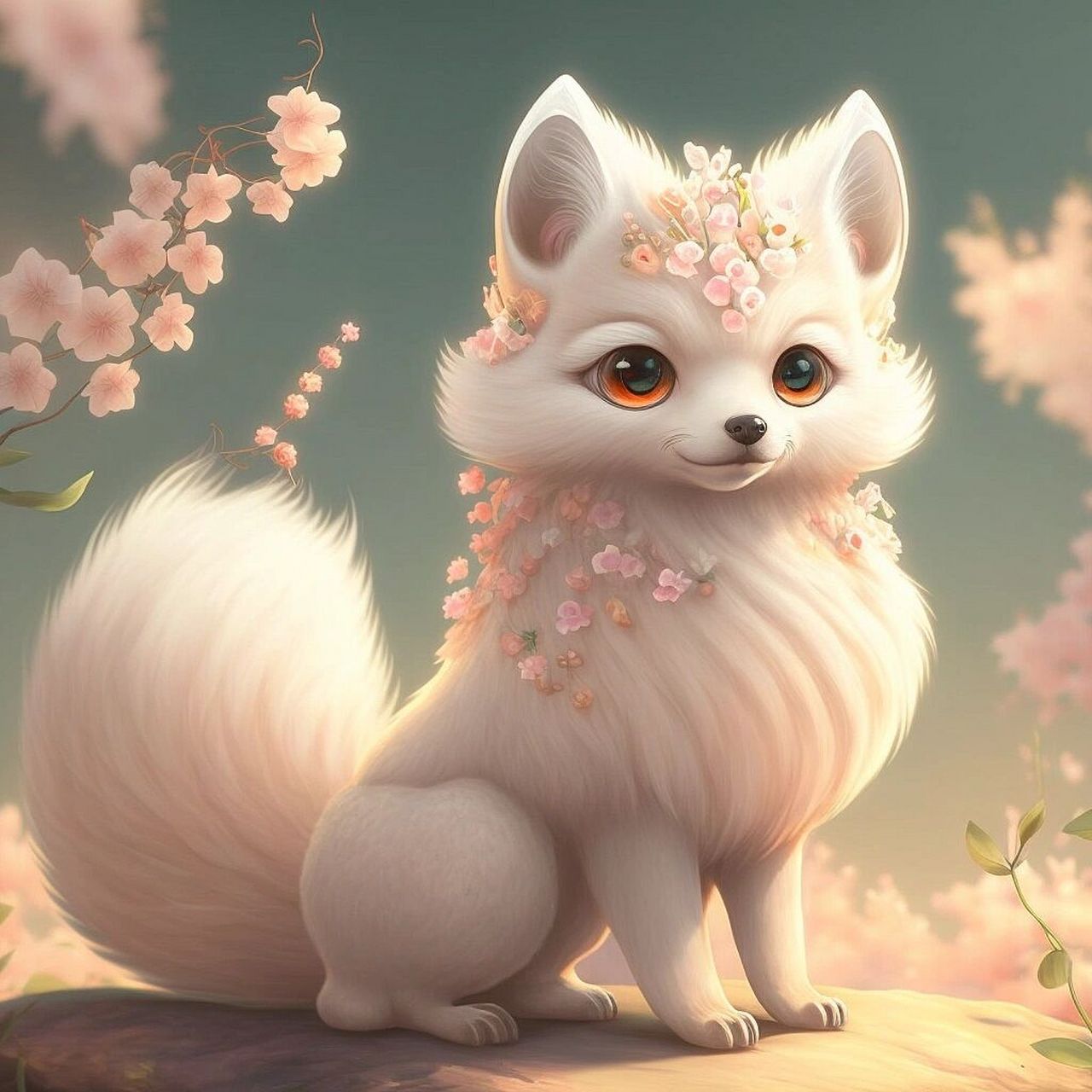 ai绘画"关键词"小狐仙 发光不是太阳的权利,小狐仙也会闪闪发光,陪你