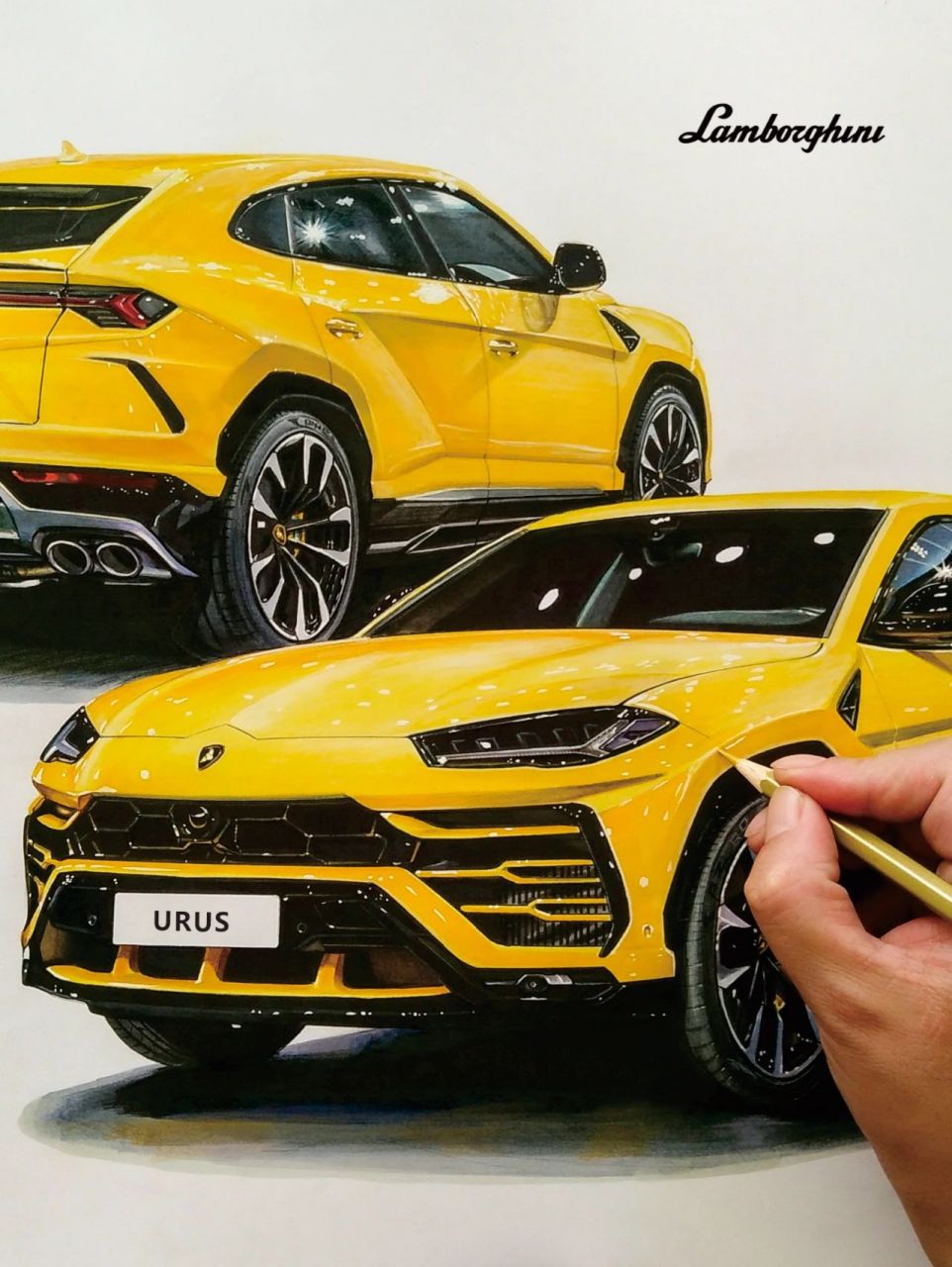 马克笔汽车手绘 兰博基尼 urus