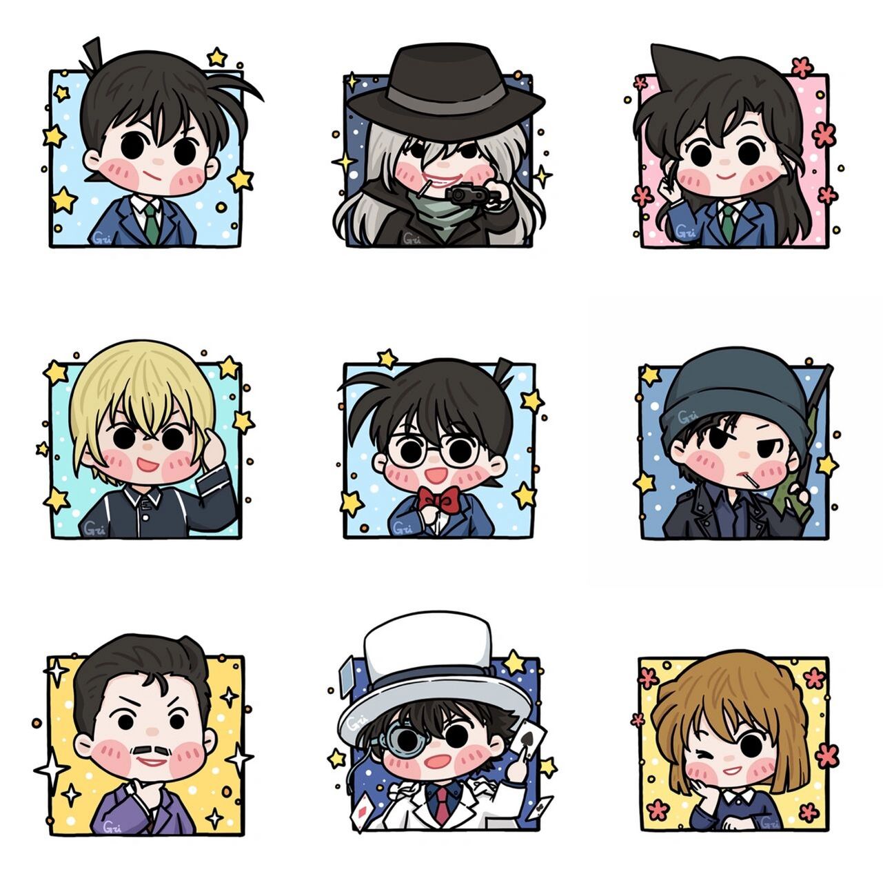 🎨萌小g爱涂鸦 《名侦探柯南》q版头像无水印 柯南系列完成了 旁边