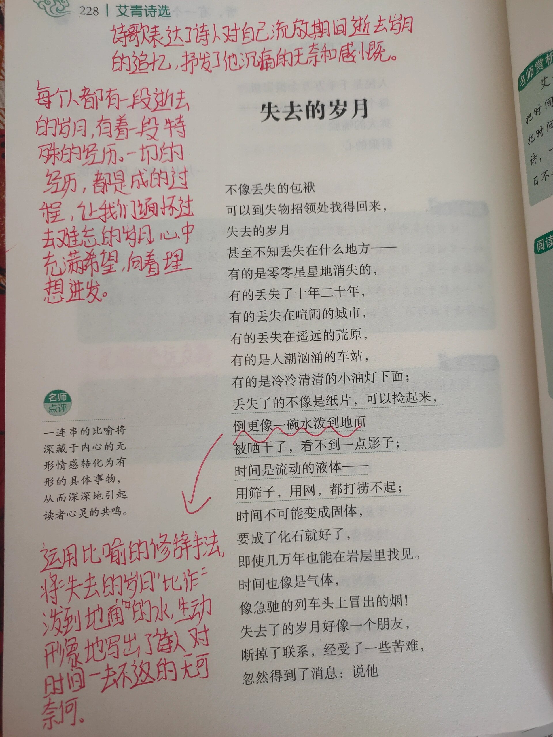 艾青诗选 失去的岁月批注