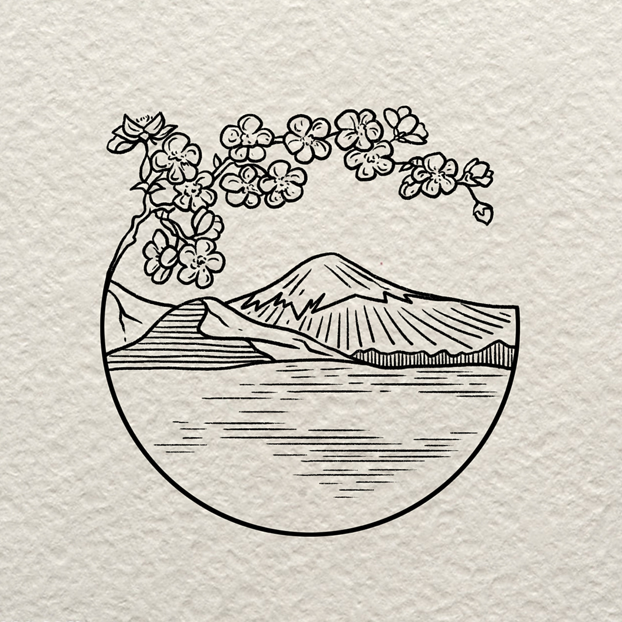 零基础风景简笔画【每日打卡】 富士山下有没有卖鱼丸的我不知道,但山