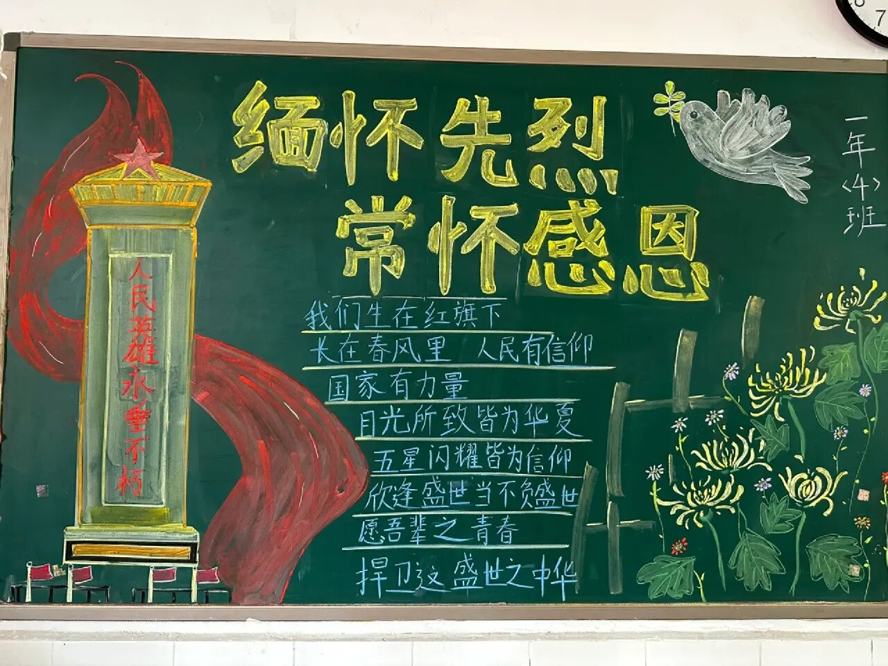 缅怀先烈黑板报